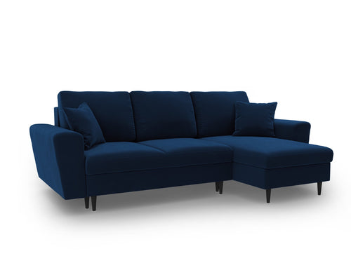 Cosmopolitan Design Omkeerbare converteerbare hoekbank met opbergdoos Kyoto 4-zits, flueel koningsblauw - 145x241x88cm