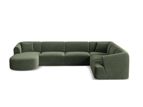 Cosmopolitan Design Modulaire panoramische hoekbank links Campi 7-zits, flueel groente - 255x330x70cm