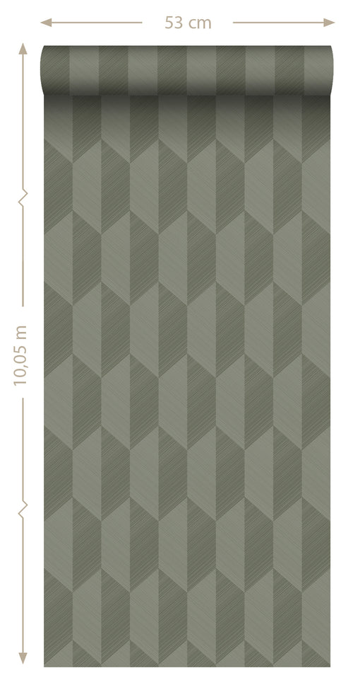 Origin Wallcoverings eco-texture vliesbehang 3D-motief donkergroen - 50 x 900 cm - 348036 - vtwonen shop