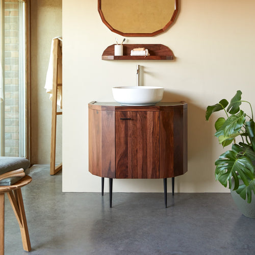 Tikamoon Wastafelkast van massief palissander en marmer 80 cm - Bruin - vtwonen shop