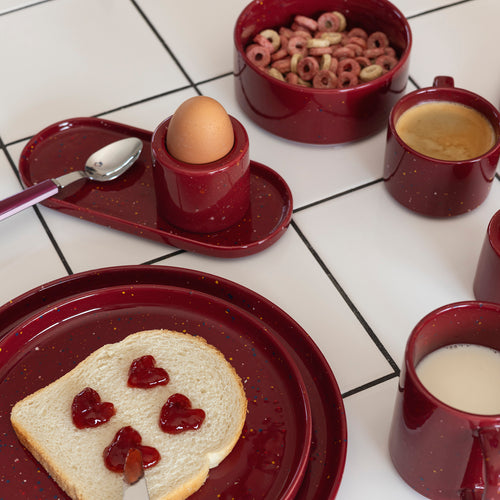 Ona - Eierdop 6,5xH5cm burgundy Fika - Set van 4