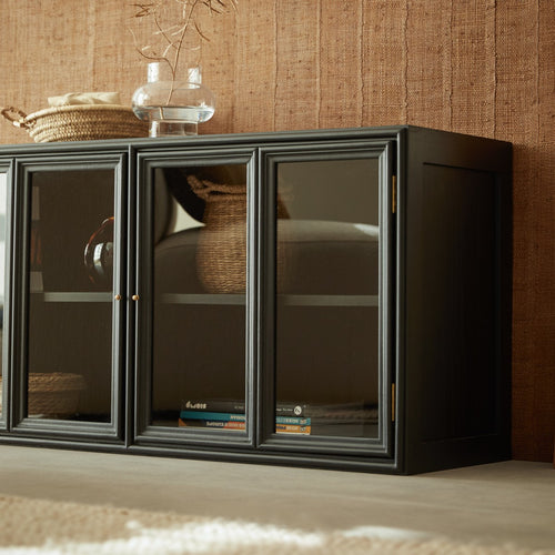 Tikamoon Laag vitrinebuffet in mindi 120 cm - Zwart