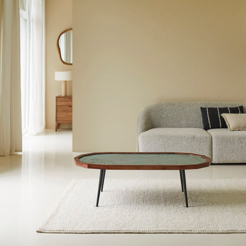 Tikamoon Massief palissander en marmeren salontafel - Bruin - vtwonen shop