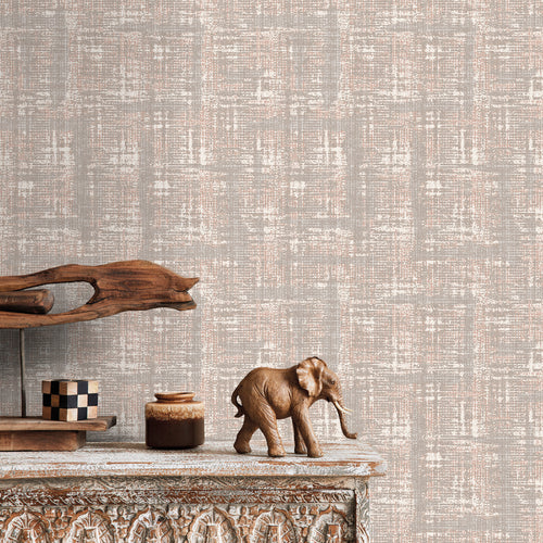 Sanders & Sanders behang linnenstructuur grijs roze - 53 cm x 10 m - 640261 - vtwonen shop
