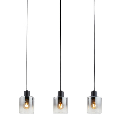Lighto | Design hanglamp zwart met smoke glas 3-lichts | Nala