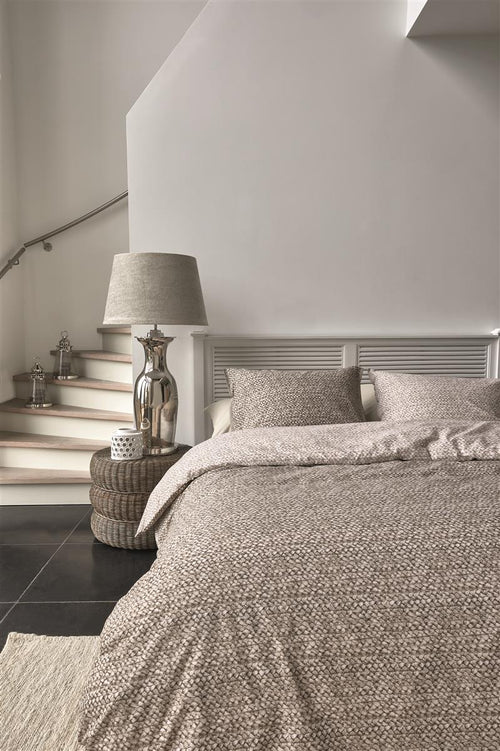 Rivièra Maison - Braided dekbedovertrek - Eenpersoons - 140x200/220 cm - Taupe - vtwonen shop
