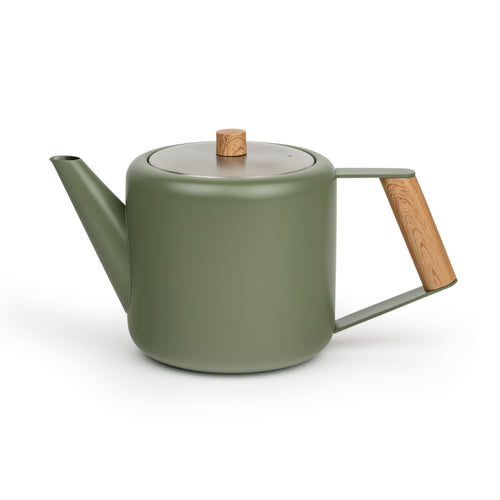 Bredemeijer - Dubbelwandige theepot Duet Design Boston - 1,1 liter - RVS - Legergroen - vtwonen shop