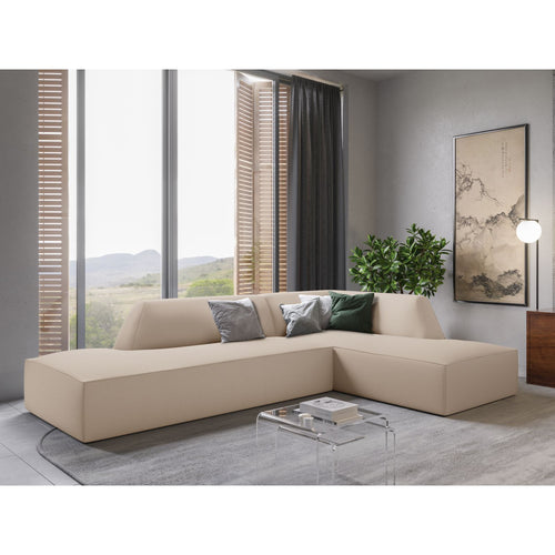 Cosmopolitan Design - Modulaire hoekbank rechts Siena 4-zits, structurele stof beige - 180x273x69cm