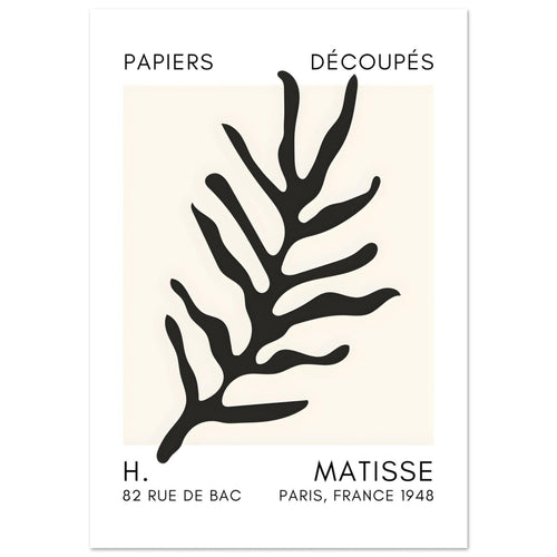 Artfulprints  Matisse – Ocean flora black   poster A4 21x29.7 cm