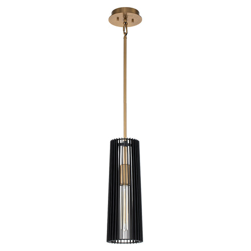 Elstead Kichler Linara Slanke hangende plafondlamp zwart en natuurlijk messing