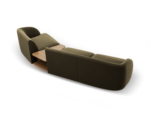Micadoni Rechte modulaire bank Miley 3-zits, flueel, groente - 126x303x70cm
