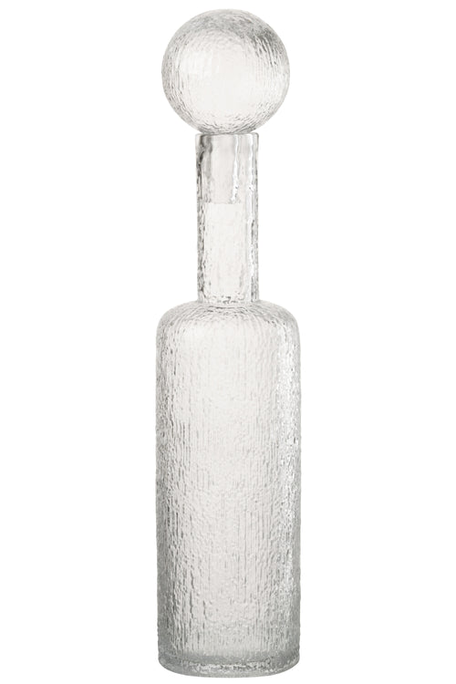 J-Line decoratie Fles Reliëf - glas - transparant - large