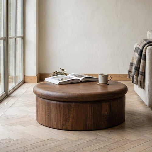 DÉJA Living Salontafel Rota - Rond Donkerbruin Mangohout - 90x90x31cm
