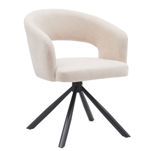 DÉJA Living Eetkamerstoel Elle - Stof/Metaal - Beige - Set van 2 - vtwonen shop