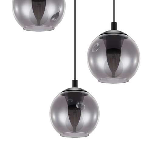 EGLO hanglamp Ariscani - ø 42,5 cm - rookglas - 3 lichts - zwart - vtwonen shop