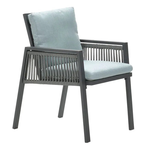 Garden Impressions Andrea dining fauteuil - carbon black - rope donker grijs - mint grey - vtwonen shop
