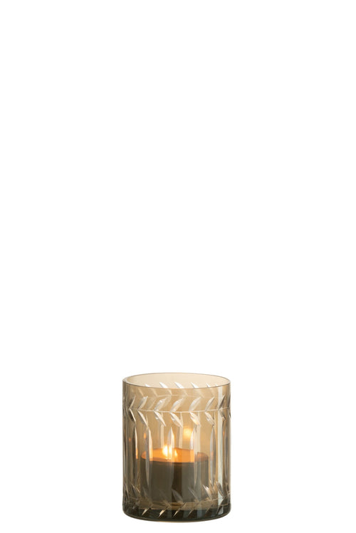 J-Line windlicht Tak - glas - grijs - 6 stuks