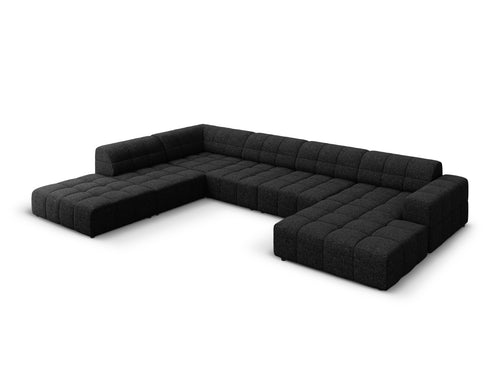 Cosmopolitan Design Panoramische hoekbank links Chicago 7-zits, chenille zwart - 263x375x78cm
