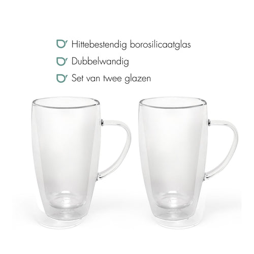 Bredemeijer -Dubbelwandig glas koffie/thee 295ml s/2 - vtwonen shop