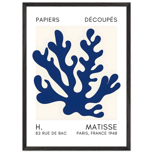 Artfulprints Poster met Lijst Matisse – Saltflower shapes navy blue II   - 50x70 cm - Blauw