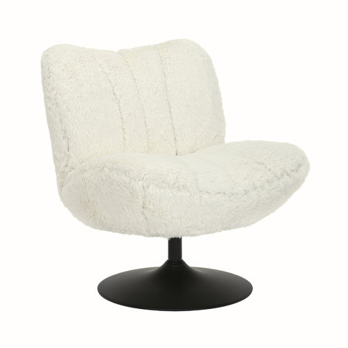 DÉJA Living Draaifauteuil Morten - Beige Fluffy/Zwart - 70x78x82cm - vtwonen shop