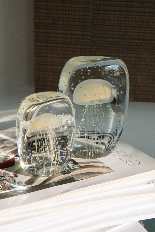 J-Line presse-papier Calypso Vierhoek - glas - transparant/beige - large