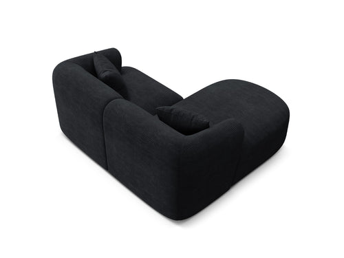Cosmopolitan Design Modulaire hoekbank links Campi 3-zits, ribfluwelen zwart - 156x180x70cm