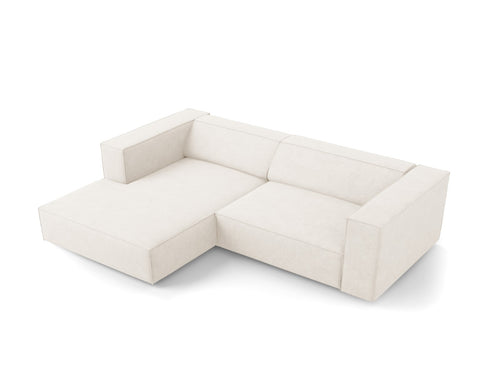 Cosmopolitan Design linker hoekbank Arendal 3-zits, chenille met ribbeleffect, ivoor - 166x224x70cm