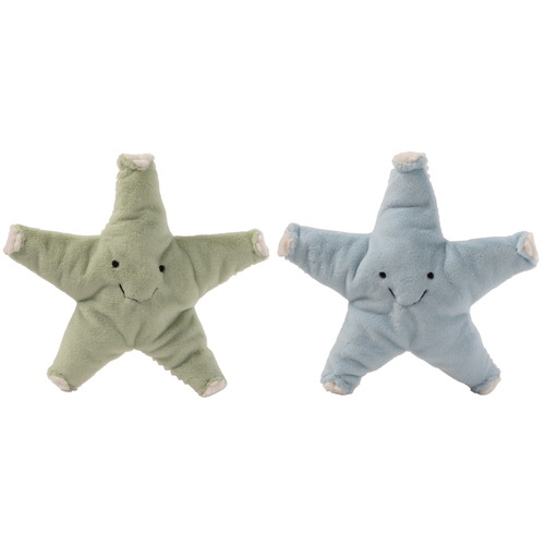 J-Line decoratie Zeester - polyester - muntblauw/groen - set van 2