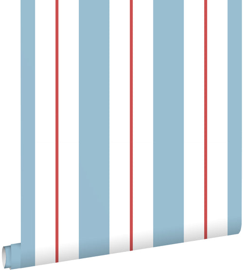 ESTAhome behang strepen blauw en rood - 0.53 x 10.05 m - 131676