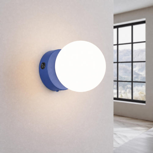 Sollux Lighting Wandlamp YOLI 1 ultramarijn met schakelaar - 12x14x12cm