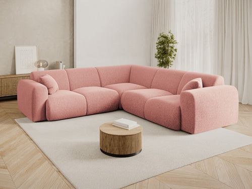 Cosmopolitan Design Symmetrische hoekbank Nolio 5-zits, chenille roze - 252x252x72cm