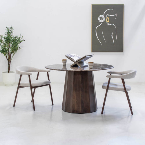 Giga Meubel Eettafel Senna - Rond - Marmer - 120cm - vtwonen shop