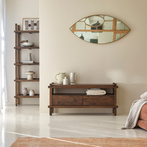 Tikamoon Tv-meubel met 2 laden van massief mangohout 120 cm - Donkerbruin - vtwonen shop