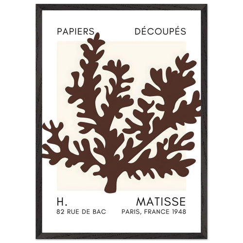 Artfulprints Poster met Lijst Matisse – Aqua bloom brown   - 50x70 cm - Bruin