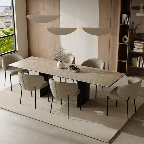 Sia Home - Uitschuifbare tafel voor 8-10 personen ROSE - keramiek beige 180cm