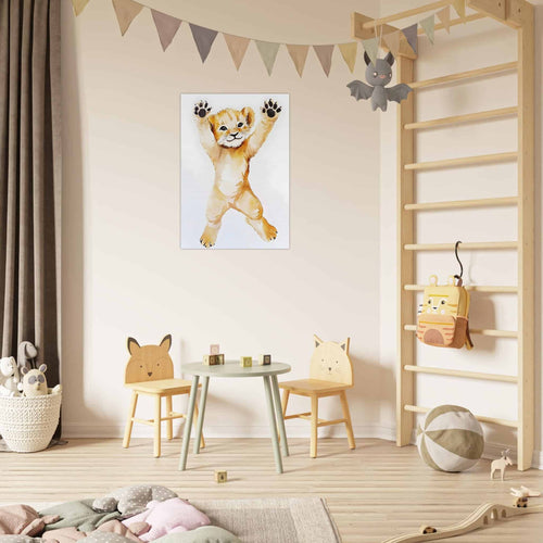 Artfulprints Poster Springende baby tijger   - 70x100 cm - Meerkleurig