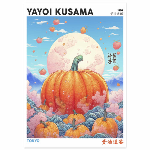 Artfulprints Poster met Lijst Yayoi Kusama - Tokyo pumpkin   - 50x70 cm - Oranje
