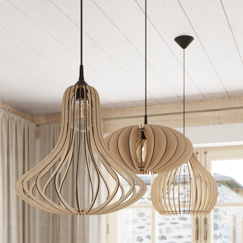 Sollux Lighting Hanglamp ELZA hout - 41x41x110cm