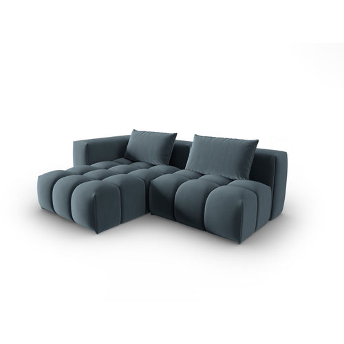 Cosmopolitan Design - Modulaire hoekbank links Verona 3-zits, flueel pastelblauw - 145x205x70cm