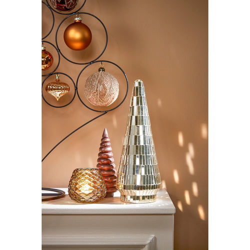 House of Seasons Decoratie Kerstboom - H41 x Ø18 cm - Glas - Goud