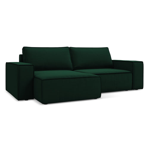 LaMiaSofa hoekbank links Livorno - velours - flessengroen - 257x148x82