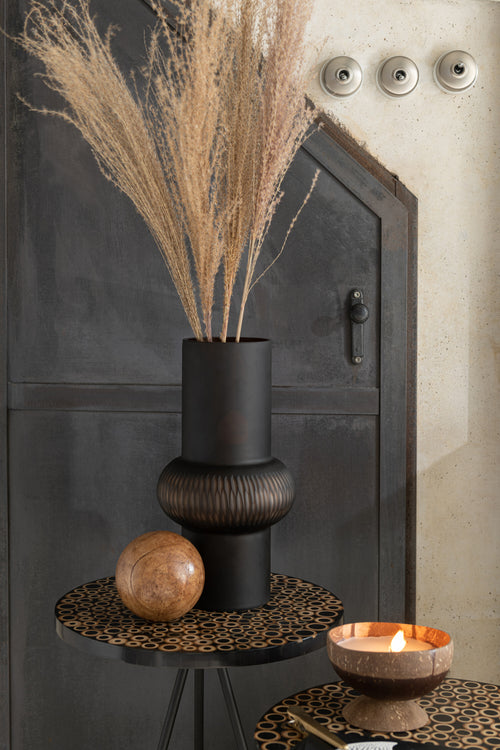 J-Line vaas Streep Bal - glas - bruin - small - 35 cm hoog - vtwonen shop