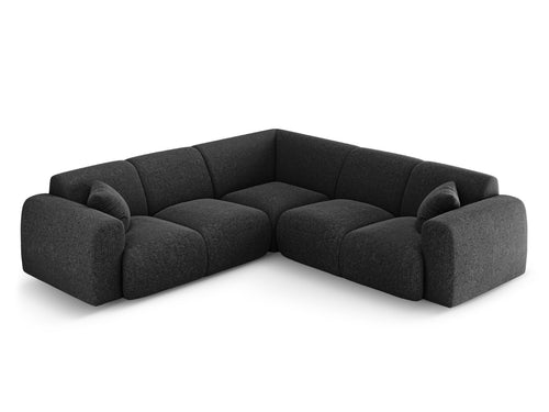 Cosmopolitan Design Symmetrische hoekbank Nolio 5-zits, chenille zwart - 252x252x72cm