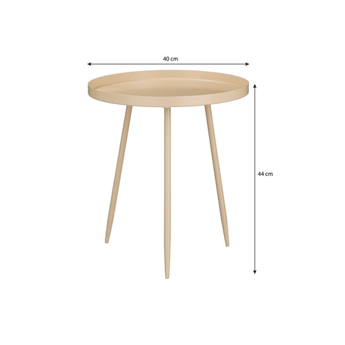 Mica Decorations Flores Bijzettafel - H44 x Ø40 cm - Metaal - Beige