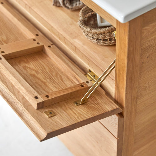 Tikamoon Massief eikenhouten en keramisch badkamermeubel 80 cm - Naturel - vtwonen shop