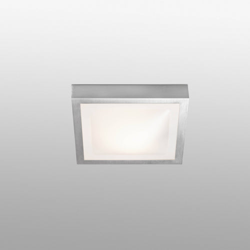 Faro Tola-1 - 1 Licht Klein Vierkant Badkamer Plafondlamp Aluminium, Wit IP44, E27