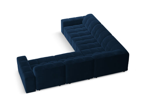 Cosmopolitan Design Hoekbank CHICAGO 4-zits, flueel koningsblauw - 285x285x78cm