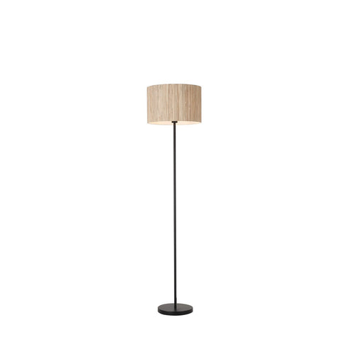 Searchlight - Meadow 1-lichts vloerlamp, natuurlijke graskap en zwart metaal
