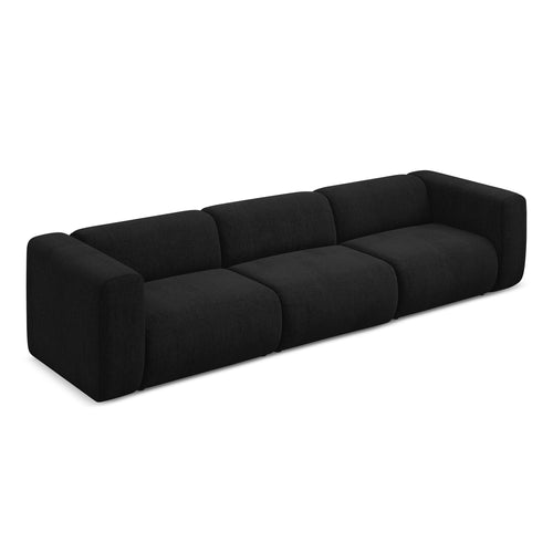 LaMiaSofa 4-zits bank Bari - chenille stof - zwart - 319x89x70